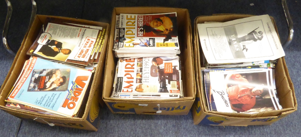 LARGE QUANTITY OF AUCTIONEERS CATALOGUES, (3 BOXES) AND LARGE QUANTITY OF FILM REVIEW AND OTHER