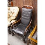 VICTORIAN MAHOGANY SPOON BACKED NURSING CHAIR