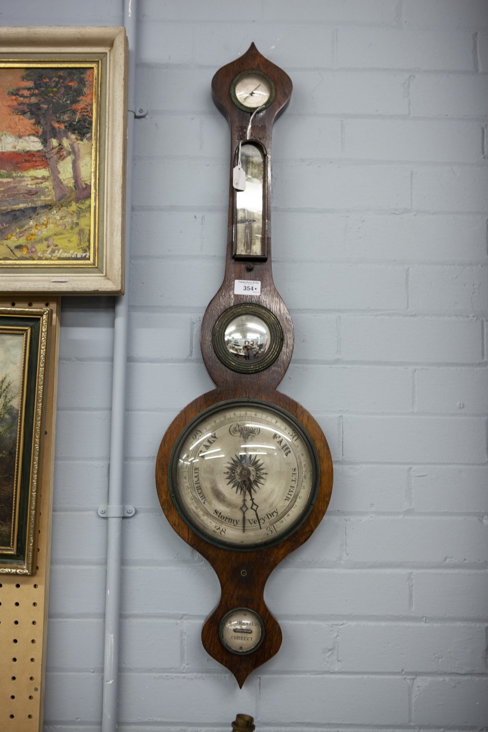 A NINETEENTH CENTURY ROSEWOOD CASED MERCURY TUBE WHEEL BAROMETER WITH THERMOMETER, HYGROMETER,