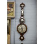 A NINETEENTH CENTURY ROSEWOOD CASED MERCURY TUBE WHEEL BAROMETER WITH THERMOMETER, HYGROMETER,