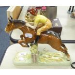 BESWICK MODEL OF A GIRL ON JUMPING HORSE (AS FOUND)