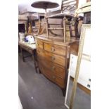 NINETEENTH CENTURY MAHOGANY BOW FRONTED CHEST OF TWO SHORT AND THREE LONG DRAWERS