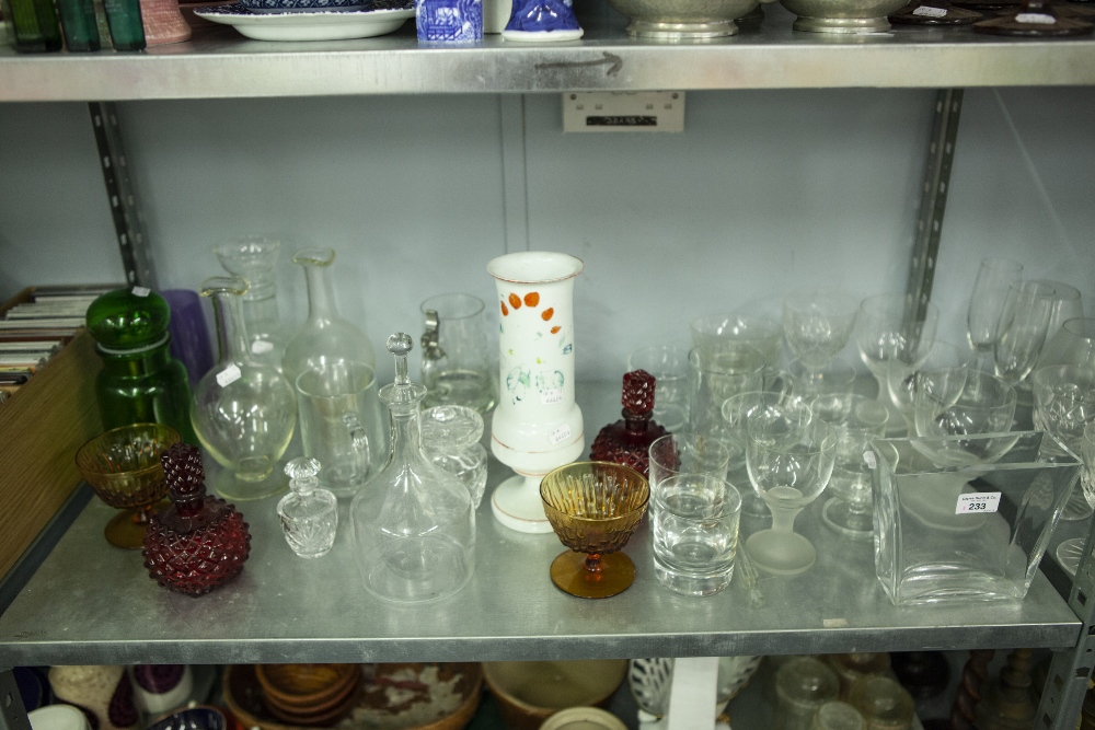 GLASSWARES TO INCLUDE; DECANTER AND STOPPER, SUNDRY STEM WINES, BOWLS ETC....