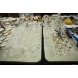 APPROX 80 VARIOUS MOULDED PLAIN STEM DRINKING GLASSES