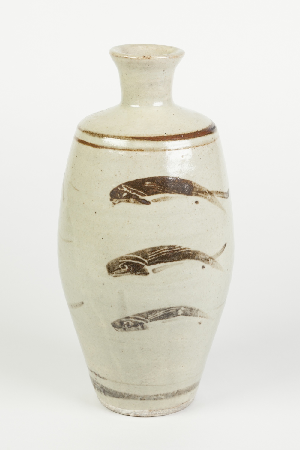 A BERNARD LEACH (ST. IVES, CORNWALL) STUDIO POTTERY VASE, of oviform with short trumpet neck, the - Image 2 of 3