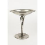 POSSIBLY AFTER A DESIGN BY ARCHIBALD KNOX FOR LIBERTY, STYLISH ENGLISH PEWTER TALL TAZZA, the