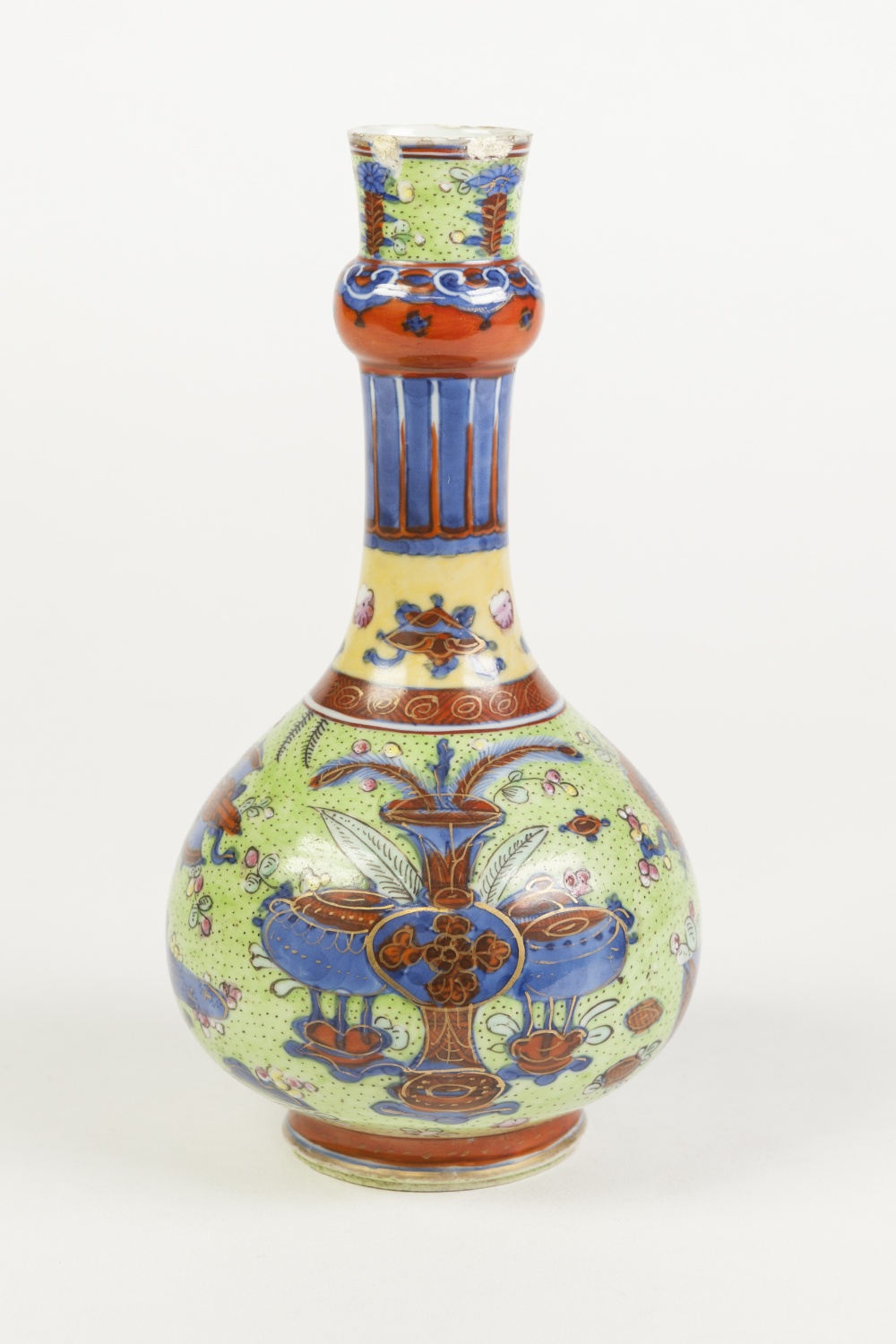 A CHINESE PORCELAIN BOTTLE SHAPE VASE, painted in underglaze blue with possibly 'clobbered' - Image 2 of 3