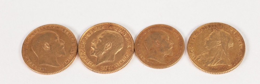 A QUEEN VICTORIA (1900) OLD HEAD SOVEREIGN, ANOTHER Edward VII (1907), ANOTHER George V (1911) - Image 2 of 2