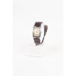 GENTS LANCORA SWISS VINTAGE WRIST WATCH, with mechanical movement with 15 rubies, silvered oblong