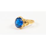 CHINESE 14k GOLD RING, set with an oval tanzanite, 5.4gms, ring size 'N/O'