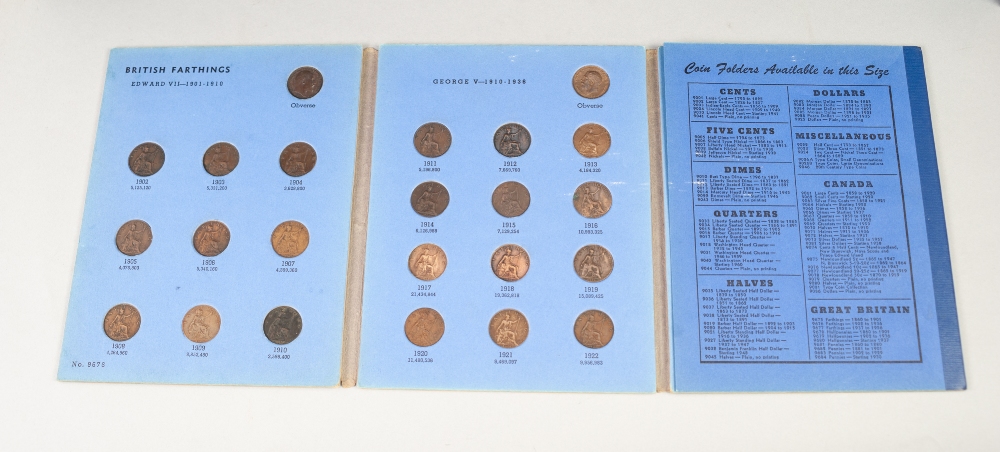 FIVE FOLDERS OF BRITISH COINAGE 1902-1960's including farthings, half pennies, pennies and - Image 5 of 5