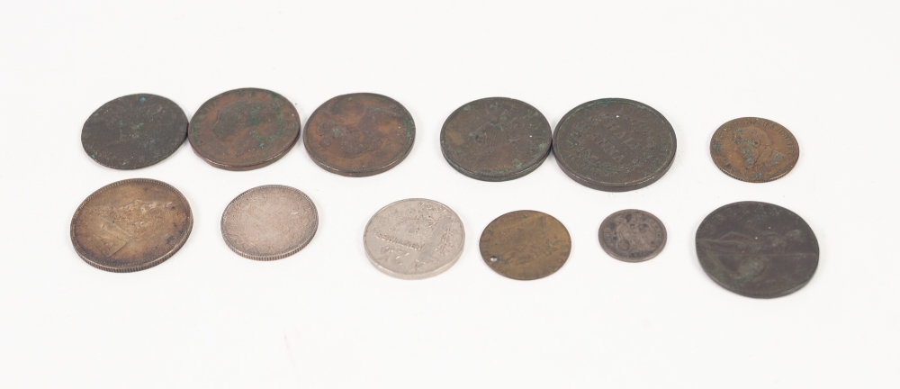 GEORGE III COPPER HALF PENNY 1770, Queen Victoria silver four pence piece or groat 1844 and TEN