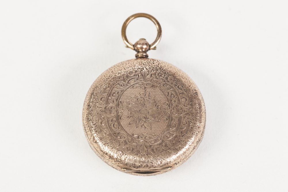 LATE NINETEENTH CENTURY CONTINENTAL 9k GOLD POCKET WATCH, with keywind movement engraved and - Image 2 of 2