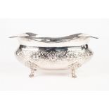 ITALIAN SILVER COLOURED METAL (925) mark, RAISED OVAL BOWL, with plain broad wavy open lip top,