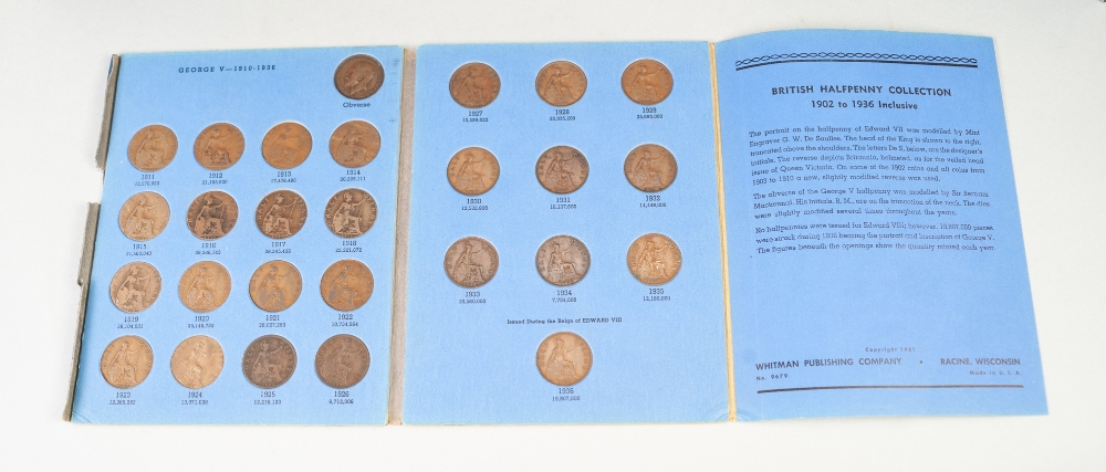 FIVE FOLDERS OF BRITISH COINAGE 1902-1960's including farthings, half pennies, pennies and