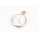 LIMIT ROLLED GOLD GREEN FACED POCKET WATCH WITH SWISS KEYLESS MOVEMENT, white roman dial with