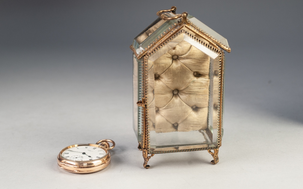AN EARLY TWENTIETH CENTURY WALTHAM GOLD PLATED CASED OPEN FACE KEYLESS GENTLEMAN'S POCKET WATCH, - Image 3 of 6