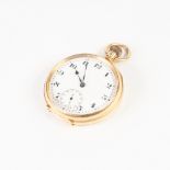 RECORD WATCH CO., SWISS 18ct GOLD OPEN FACED POCKET WATCH, with 17 jewel keyless movement, white