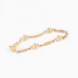 9ct GOLD BRACELET, bead and bar pattern with chain links and ring clasp, 7.3gms and an ISRAELI