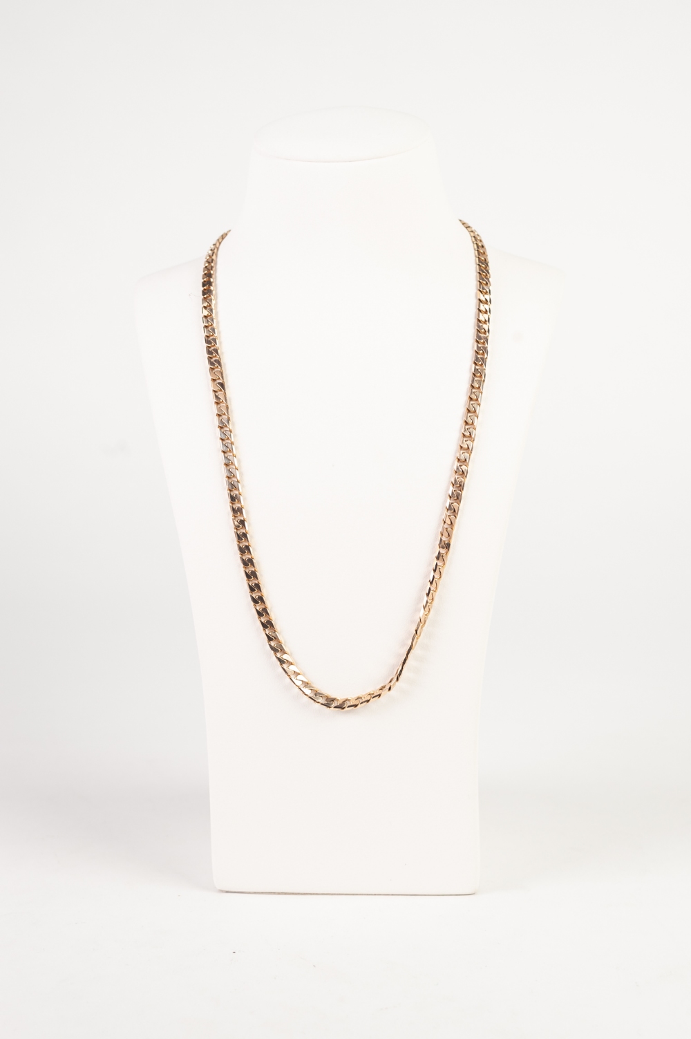 9ct GOLD CHAIN NECKLACE, flat 'S' shaped links, 22" long, 36gms