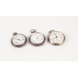 LADY'S CONTINENTAL SILVER POCKET WATCH, with keyless movement, decorated white Roman dial, lady's