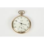 A GOLD PLATED CASED INGERSOLL 'RELIANCE' OPEN FACED KEYLESS GENTS POCKET WATCH