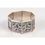 RUSSIAN NIELLO WORK OCTAGONAL NAPKIN RING, 84 standard mark