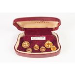 TWO 18ct GOLD DRESS STUD, 2gms, AND FOUR 9ct GOLD SMALLER DRESS STUDS, 2.8gms, in a case