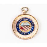 9ct GOLD AND ENAMELLED VACANT PRIZE MEDALLION 'Levenshulme and District Football League' 6gms