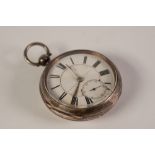 A LATE NINETEENTH CENTURY SILVER CASED OPEN FACE KEYWIND GENTLEMAN'S POCKET WATCH, by J.B. Yardsley,