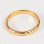 22ct GOLD WEDDING RING, Birmingham 1929, 3.5gms, ring size 'N/O'