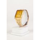 GENTS TISSOT '125' QUARTZ WRIST WATCH, the rectangular gold coloured dial with batons, gold plated