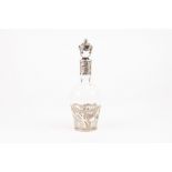 PROBABLY LATE NINETEENTH CENTURY CONTINENTAL GLASS OVULAR LARGE PERFUME BOTTLE AND STOPPER, with