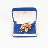 1960's 18ct GOLD LARGE FLORAL AND FOLIATE SPRAY BROOCH, 2 3/4" wide, Birmingham hallmark 1965, 21gms