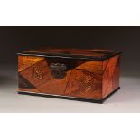 A JAPANESE LATE MEIJI PERIOD LACQUERED PARQUETRY AND MARQUETRY INLAID BOX, 8" (20.5cm) long