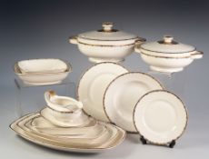 FIFTY NINE PIECE VOLKSTEDT EIFENSTEIN POTTERY DINNER SERVICE FOR TWELVE PERSONS, with slender