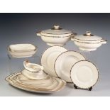 FIFTY NINE PIECE VOLKSTEDT EIFENSTEIN POTTERY DINNER SERVICE FOR TWELVE PERSONS, with slender