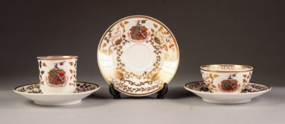 TWENTY PIECE NINETEENTH CENTURY SPODE ARMORIAL CRESTED CHINA PART TEA AND COFFEE SERVICE, now