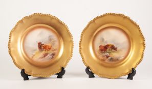 PAIR OF EARLY TWENTIETH CENTURY ROYAL WORCESTER HAND PAINTED CHINA PLATES IN THE STYLE OF JAMES