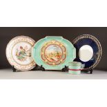NINETEENTH CENTURY HAND PAINTED ENGLISH PORCELAIN DRESSING TABLE TRAY AND MATCHING BOX AND COVER,