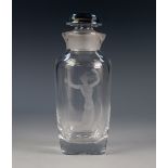 ORREFORS, SWEDISH GLASS CARAFE, with double lipped top; mushroom shaped stopper, the shouldered