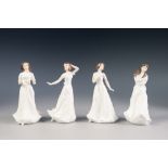 FOUR ROYAL DOULTON 'SENTIMENTS' CHINA FIGURES, comprising: 'GREETINGS', HN4250, 'CHARMED',