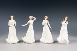 FOUR ROYAL DOULTON 'SENTIMENTS' CHINA FIGURES, comprising: 'GREETINGS', HN4250, 'CHARMED',