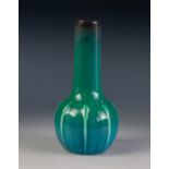 PILKINGTONS ROYAL LANCASTRIAN HIGH FIRED POTTERY BOTTLE VASE, with lobated lower section, glazed