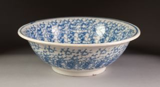 NINETEENTH CENTURY C.T.MALING BLUE AND WHITE POTTERY TOILET BOWL, of typical form, with sponged