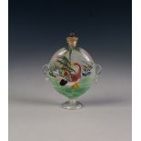 20th CENTURY CHINESE GLASS SNUFF BOTTLE, inside painted with mandarin ducks and geese, the bottle