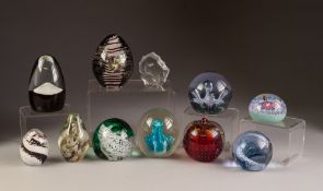THREE CAITHNESS GLASS PAPERWEIGHTS, including Pastel and Moonflower, together with EIGHT OTHER GLASS