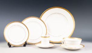 FORTY TWO PIECE ROYAL DOULTON 'ROYAL GOLD' CHINA DINNER AND COFFEE SERVICE FOR SIX PERSONS, with