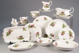 EIGHTY TWO PIECE ROYAL ALBERT 'HIGHLAND THISTLE' PATERN CHINA PART DINNER AND TEA SERVICE, now