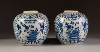 PAIR OF NINETEENTH CENTURY CHINESE BLUE AND WHITE PORCELAIN GINGER JARS, each of typical form,